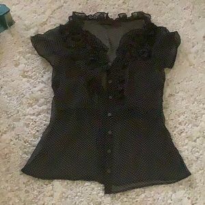 Sheer black white top